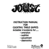Joust For Cocktail Table Games Sept 1982 instruction manual (Williams)